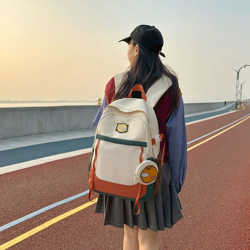 Dusen Kangaroo Nylon Backpack Unisex Black/Red/Orange/Khaki/Green-10
