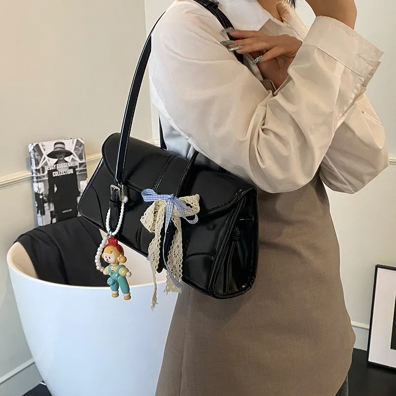 Dusen Kangaroo PU Shoulder Bag Women's Multicolor-7