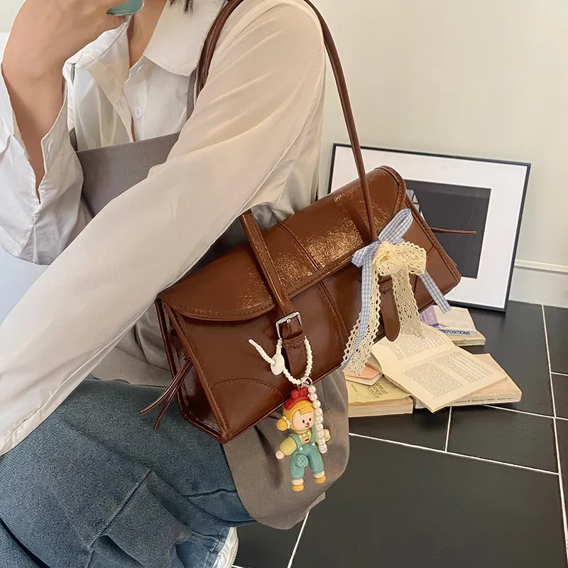 Dusen Kangaroo PU Shoulder Bag Women's Multicolor-23