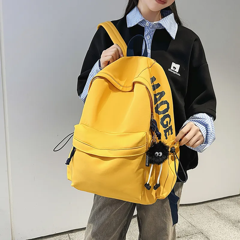 Dusen Kangaroo Nylon Backpack Unisex Ecru/Black/Yellow/Dark Blue-13