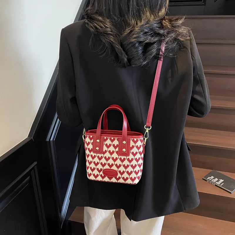 Dusen Kangaroo Canvas Bag, Shoulder Bag, Bucket Bag, Crossbody Handbag Women's Multicolor-13