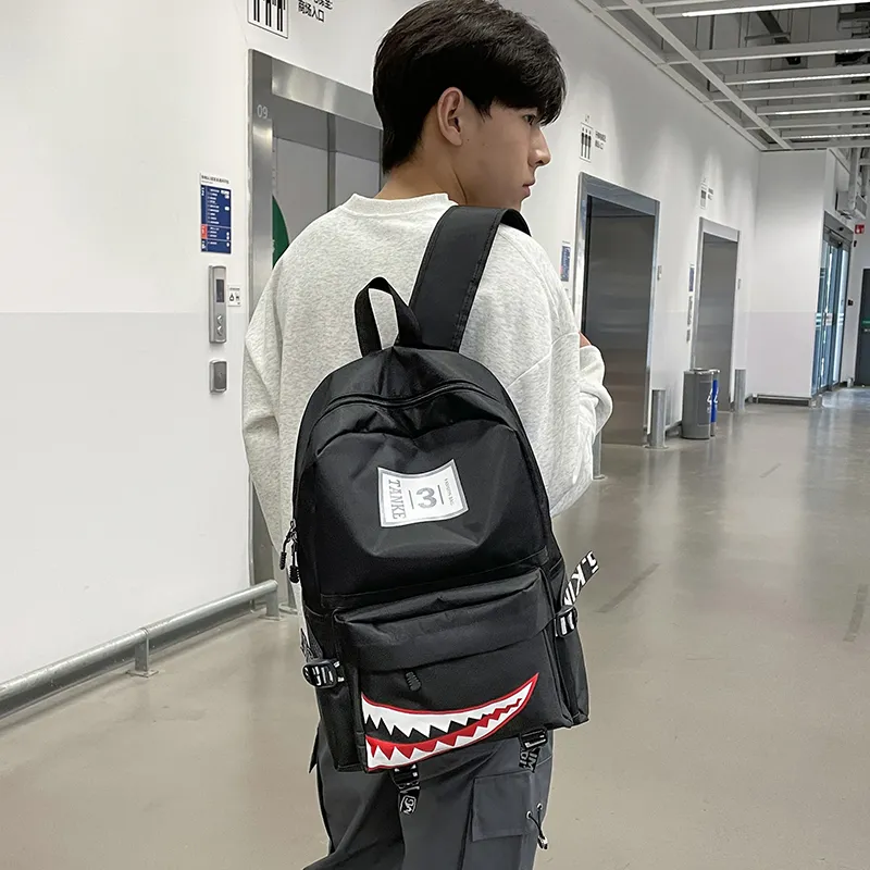 Dusen Kangaroo Nylon Backpack Regular Unisex White/Gray/Black/Army Green/Dark Blue-12