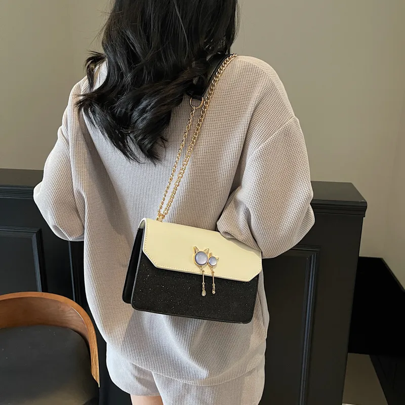Dusen Kangaroo PU Small Square Bag, Crossbody Bag, Shoulder Bag Regular Women's Black/Purple/Khaki/Green-5