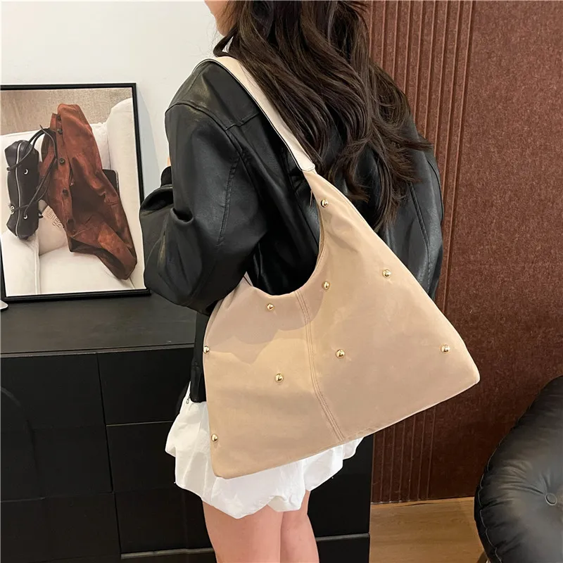 Dusen Kangaroo Velour Shoulder Bag Women's Black/Red/Beige/Coffee/Brown-12
