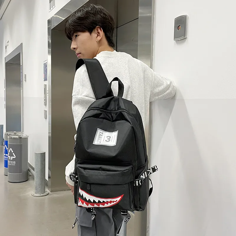 Dusen Kangaroo Nylon Backpack Regular Unisex White/Gray/Black/Army Green/Dark Blue-10