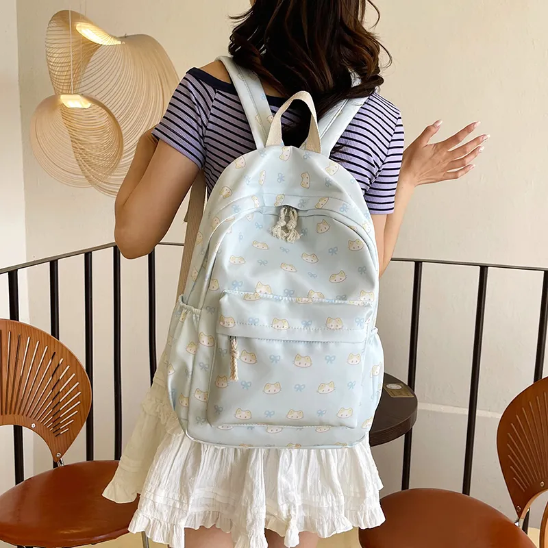 Dusen Kangaroo Nylon Backpack Women's Beige Yellow/White/Blue/Pink-8
