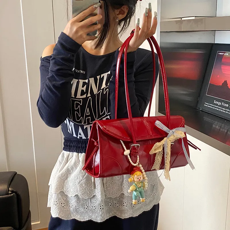 Dusen Kangaroo PU Shoulder Bag Women's Multicolor-14