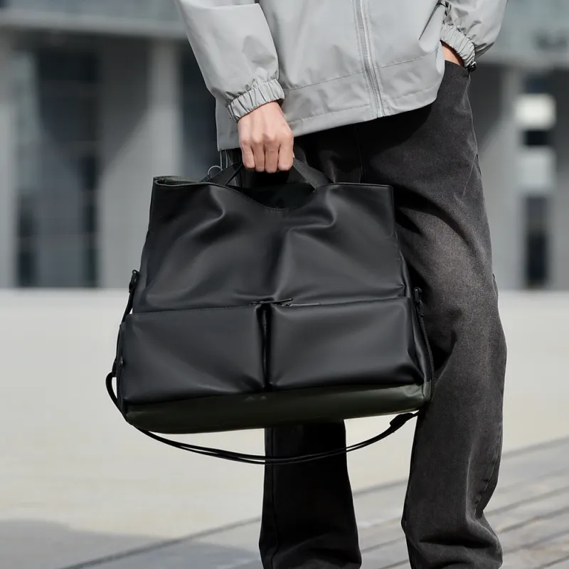 Dusen Kangaroo PU Crossbody Bag Men's Olive Green/Black-7