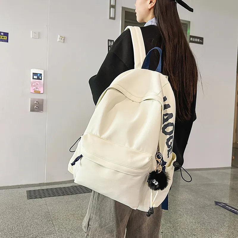 Dusen Kangaroo Nylon Backpack Unisex Ecru/Black/Yellow/Dark Blue-2