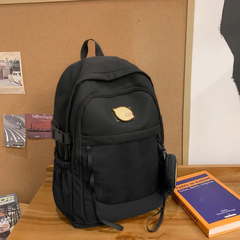 Dusen Kangaroo Nylon Backpack Unisex Black/Red/Orange/Khaki/Green-2