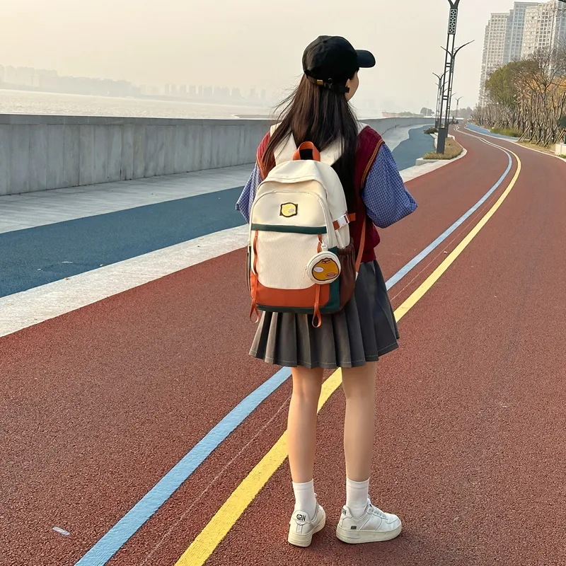Dusen Kangaroo Nylon Backpack Unisex Black/Red/Orange/Khaki/Green-11