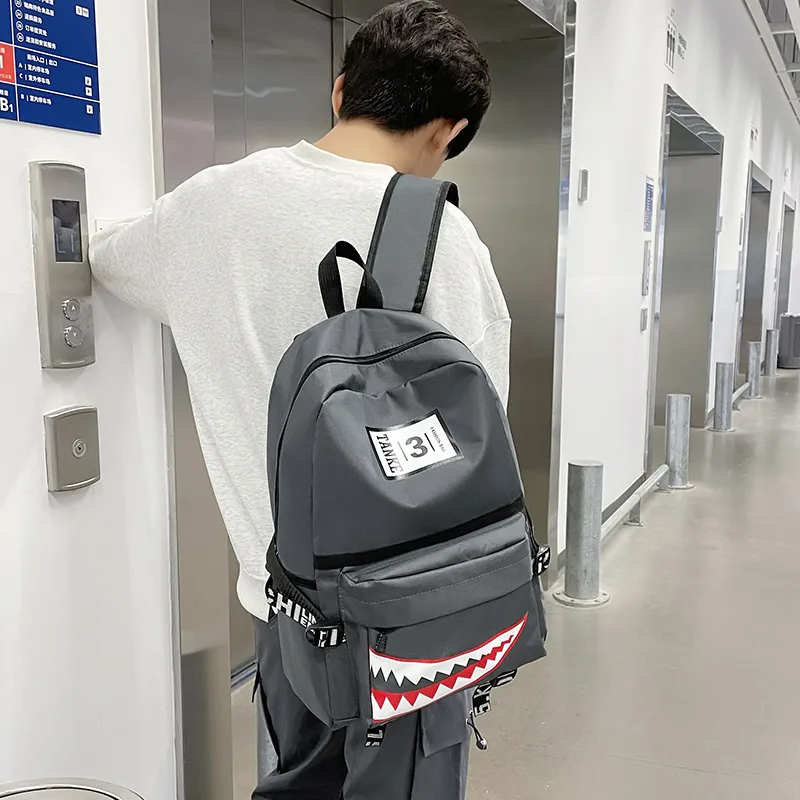 Dusen Kangaroo Nylon Backpack Regular Unisex White/Gray/Black/Army Green/Dark Blue-8