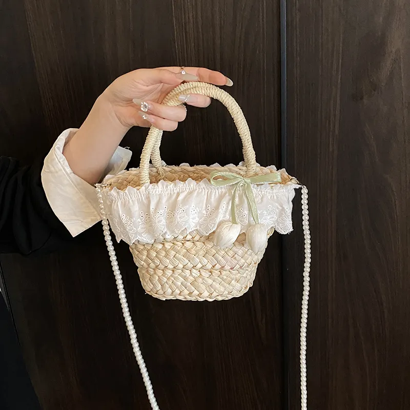 Dusen Kangaroo Straw Woven Handbag Women's Multicolor-1