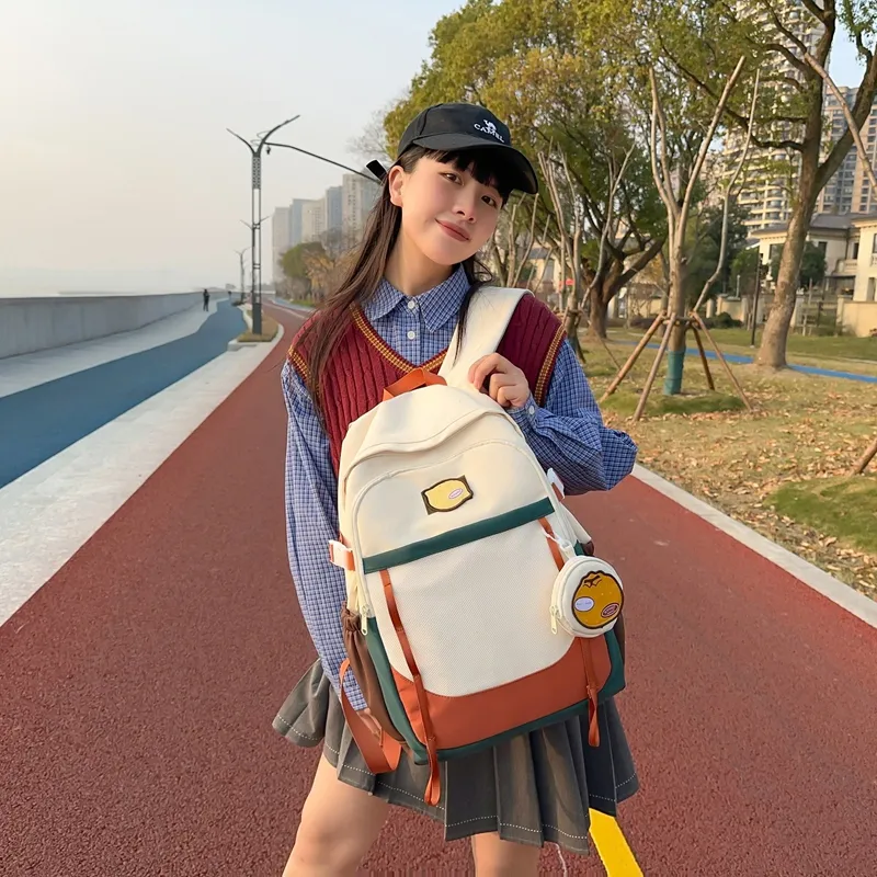 Dusen Kangaroo Nylon Backpack Unisex Black/Red/Orange/Khaki/Green-9