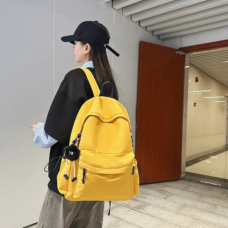 Dusen Kangaroo Nylon Backpack Unisex Ecru/Black/Yellow/Dark Blue-9