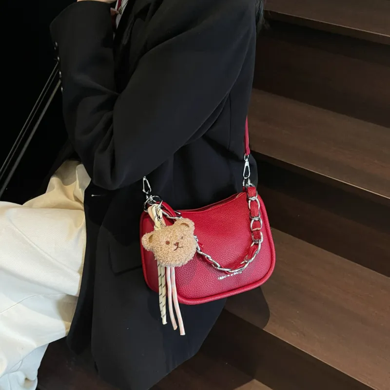 Dusen Kangaroo PU Shoulder Bag Regular Women's Multicolor-19