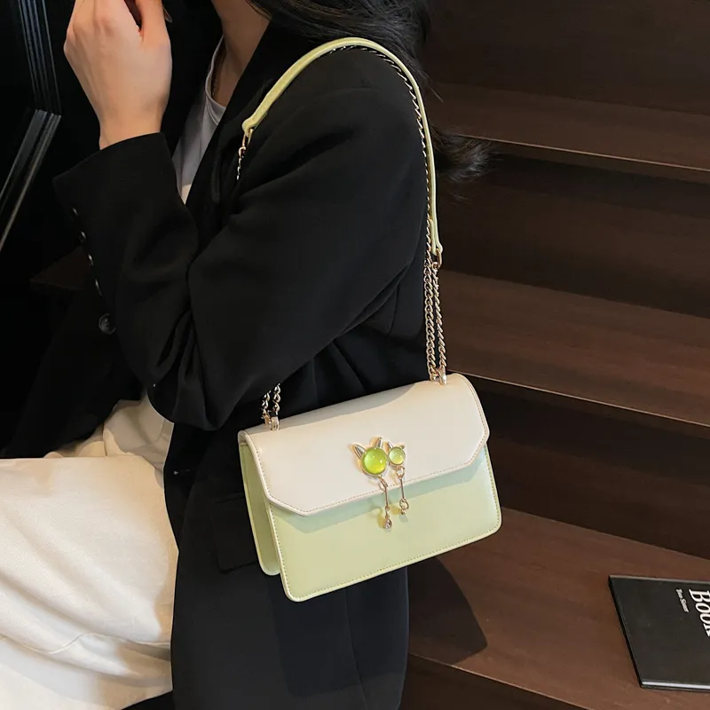 Dusen Kangaroo PU Small Square Bag, Crossbody Bag, Shoulder Bag Regular Women's Black/Purple/Khaki/Green-14