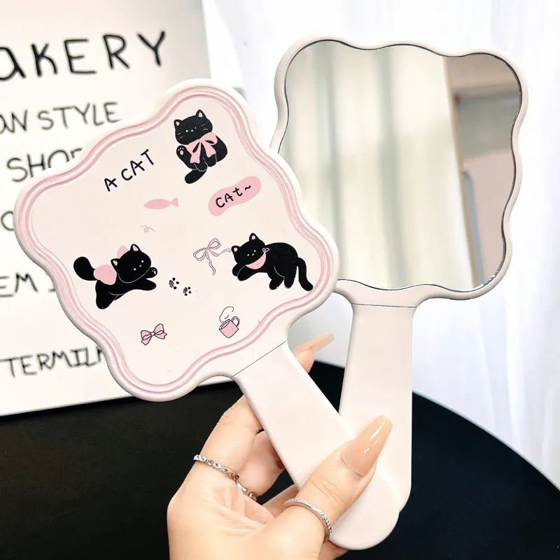 Love Of Wormwood Kitten Hand Mirror With Comb Make Up Mirrors Premium Portable And Practical-1