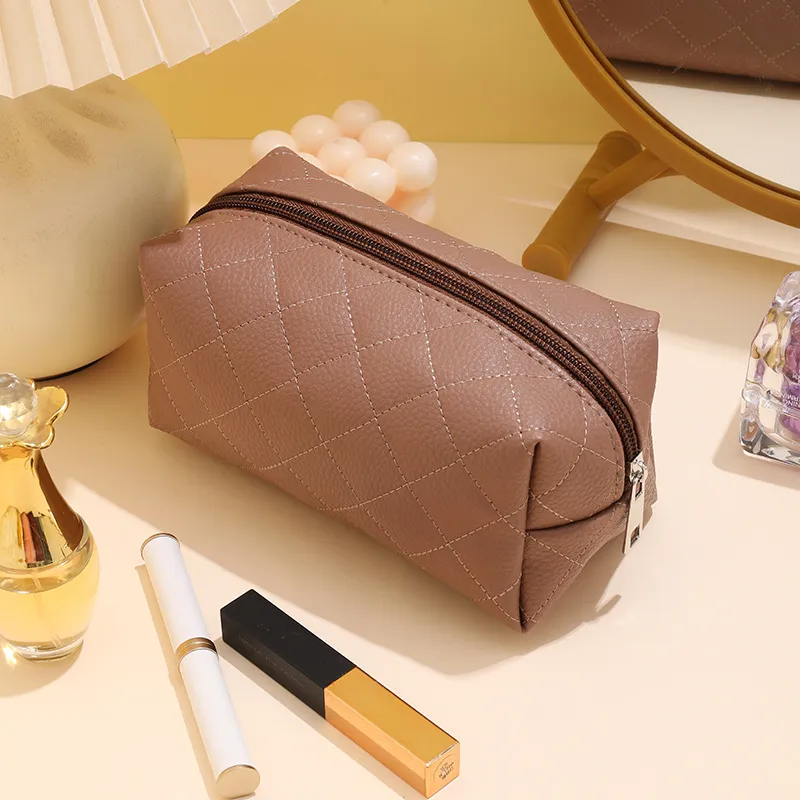 Love Of Wormwood Diamond Pattern Makeup Bags Waterproof, Super Light, Packable, Minimalist Style Design-3