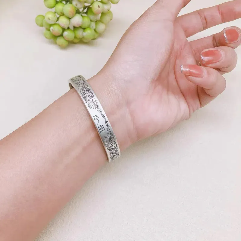 U state Sterling Silver Bangle 999 Fine Silver Unisex-1