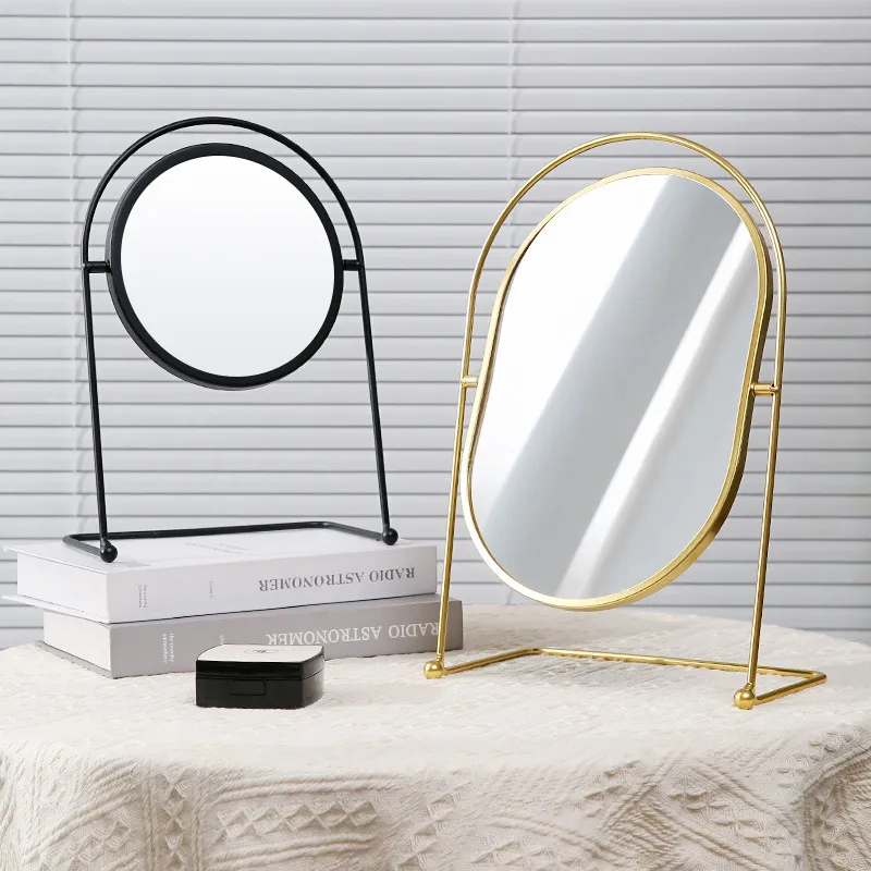 Future Maple Portable Iron Craft Makeup Mirror With Oval Stands And Rotatable Design For Dorm Rooms-7