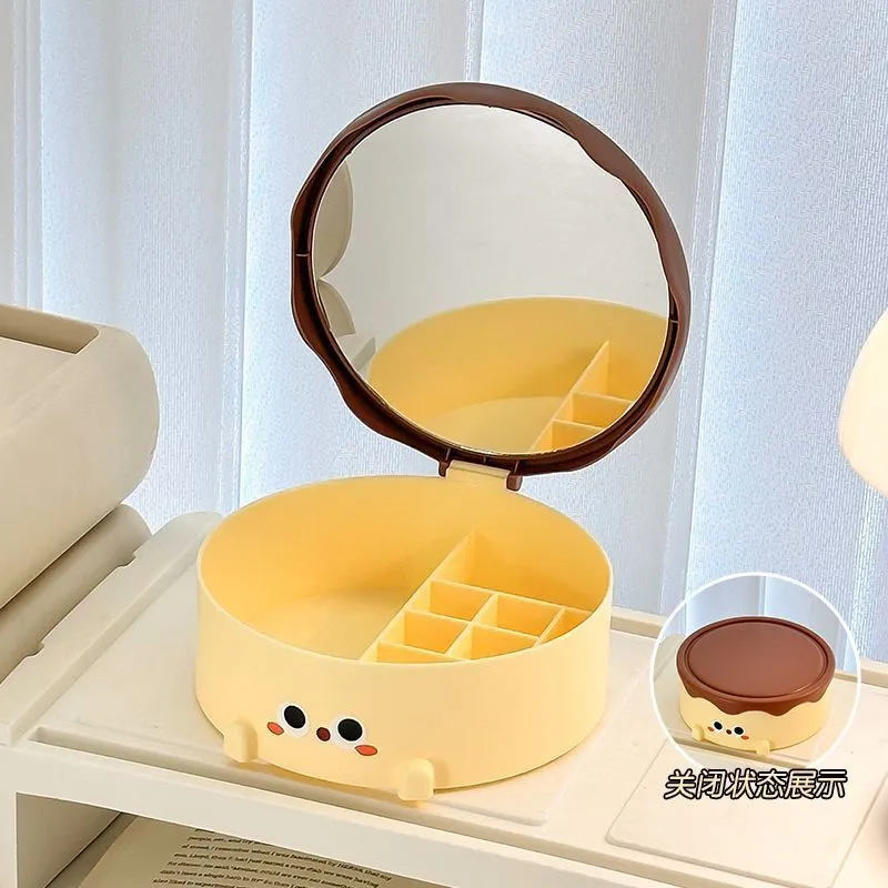 Future Maple Milk Cute Cake Make Up Mirrors Multifunction Mirror Finish Storage Box-4