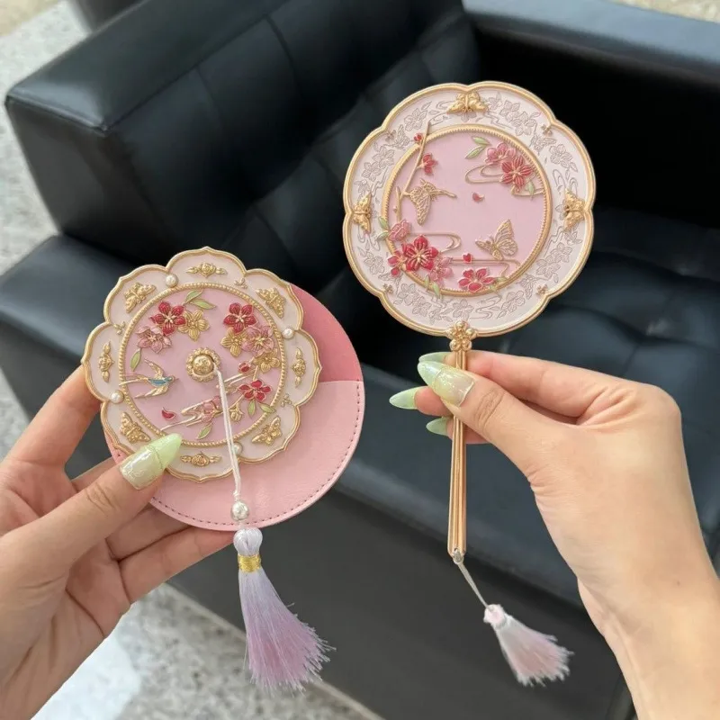 Future Maple Peach Blossom Handheld Mirror Make Up Mirrors Classical Style-2