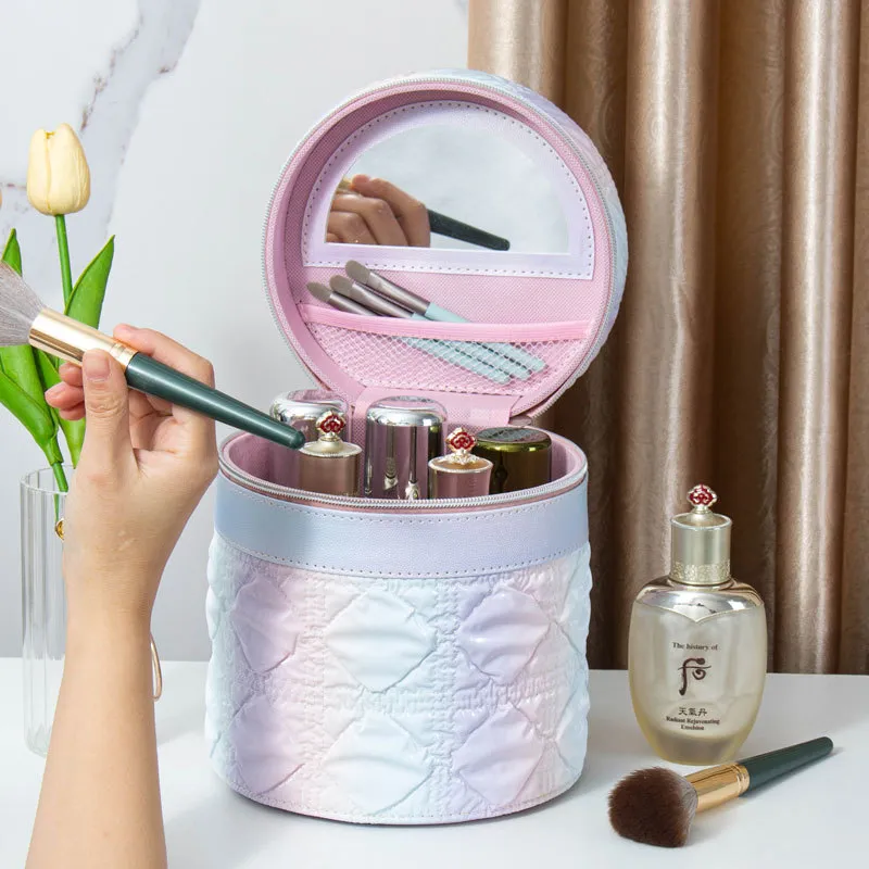 Future Maple Handbag Bucket Bag Large Capacity Rainbow Diamond Pattern Makeup Case Storage Box-4