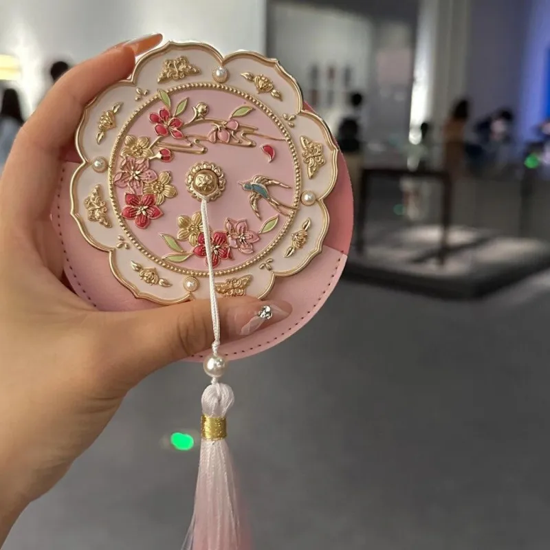 Future Maple Peach Blossom Handheld Mirror Make Up Mirrors Classical Style-3
