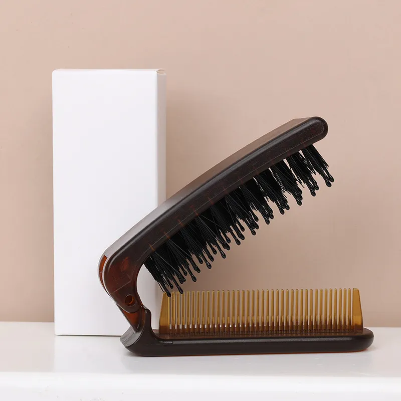 Future Maple Foldable And Portable Travel Companion Boar Bristle Combs Straight Hair Curling-3