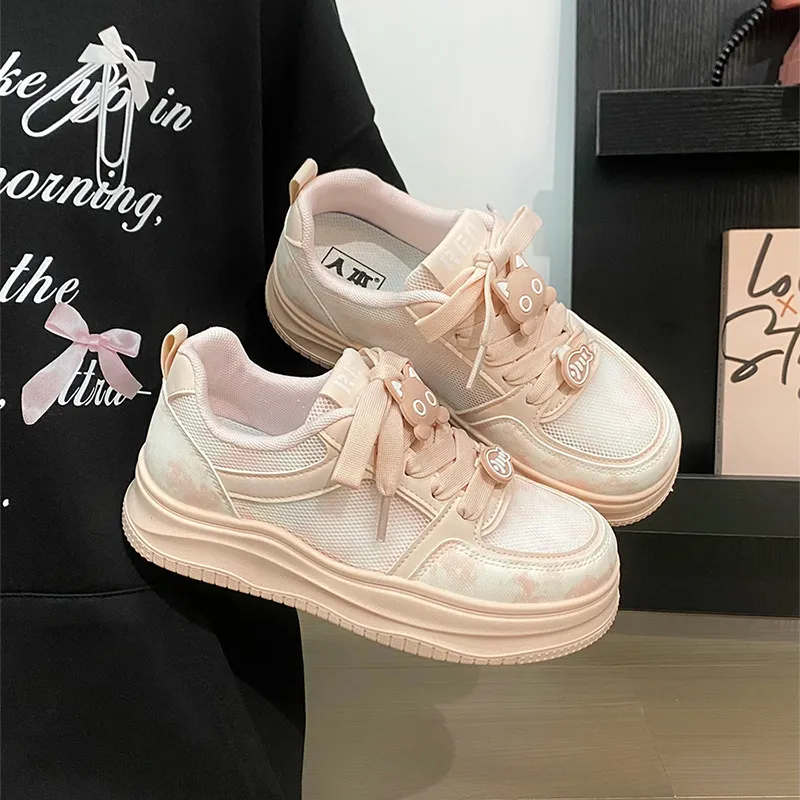 RENBEN Lightweight And Breathable Low Top Skateboard Shoes Women's Pink-7