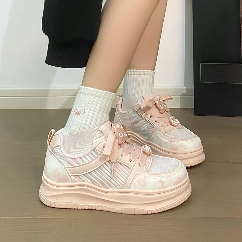RENBEN Lightweight And Breathable Low Top Skateboard Shoes Women's Pink-5