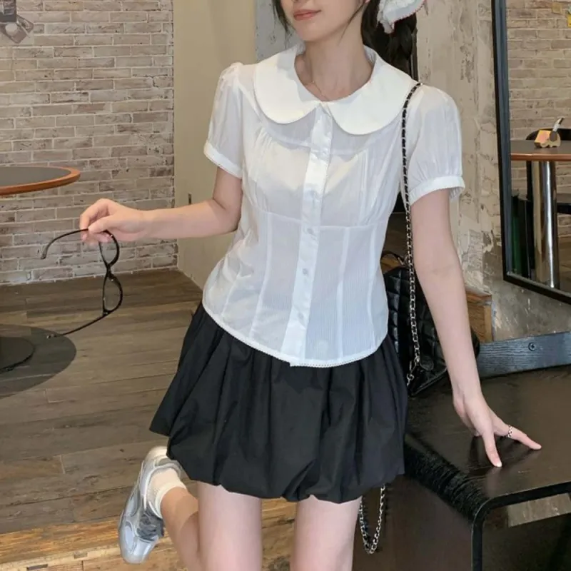 WUSHANSHAN Shirts Women's White+Hair Tie Comes With-6
