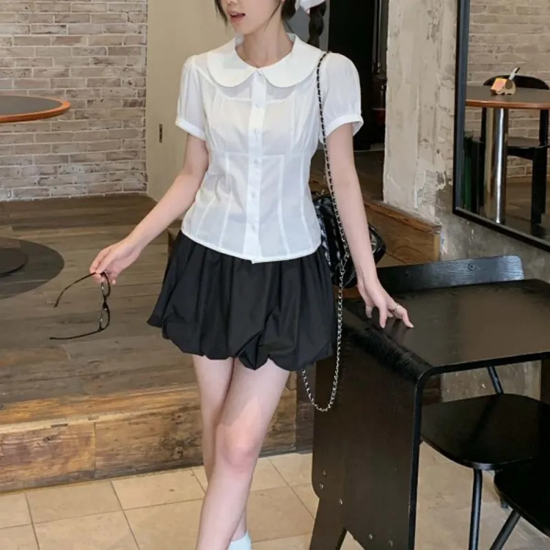 WUSHANSHAN Shirts Women's White+Hair Tie Comes With-5