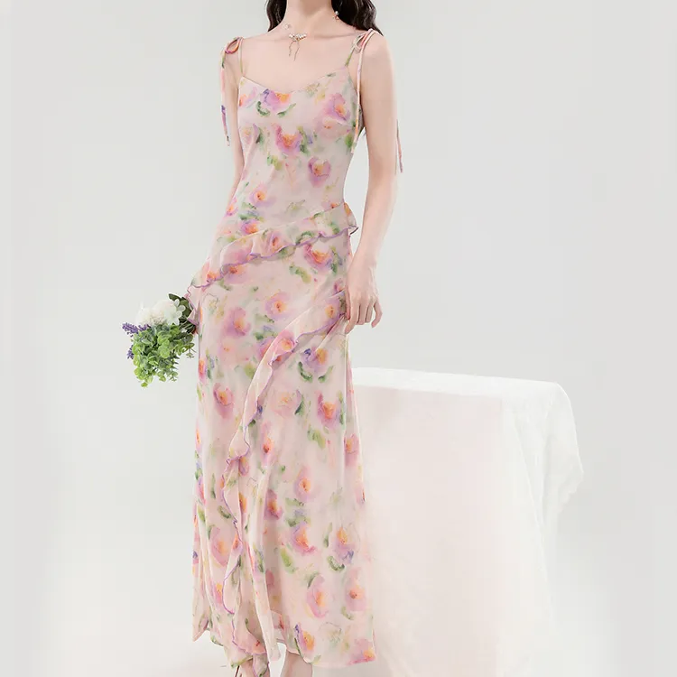 WUSHANSHAN Slip Dresses Women's Pink Purple+Hair Tie Comes With-3