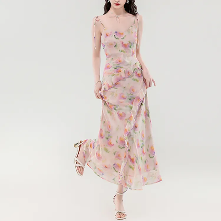 WUSHANSHAN Slip Dresses Women's Pink Purple+Hair Tie Comes With-5