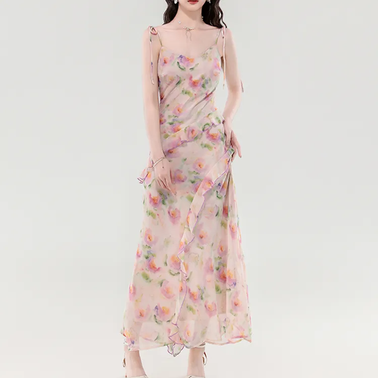 WUSHANSHAN Slip Dresses Women's Pink Purple+Hair Tie Comes With-4