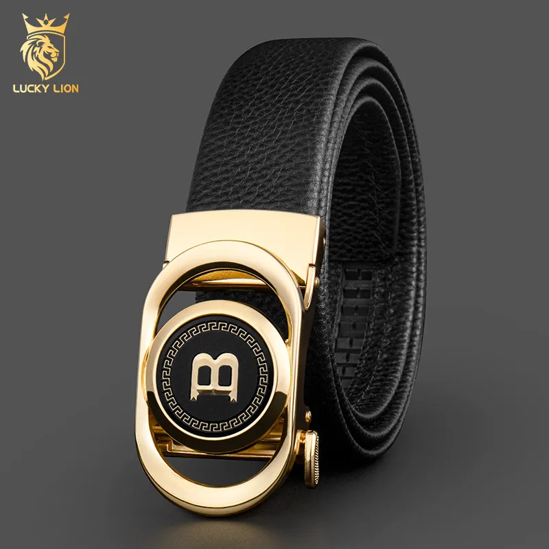 LUCKY LION Cow Leather Belts Men's 3.5cm-1