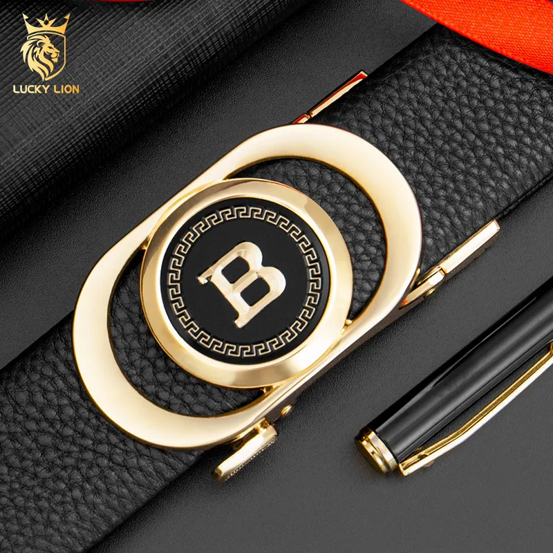 LUCKY LION Cow Leather Belts Men's 3.5cm-5