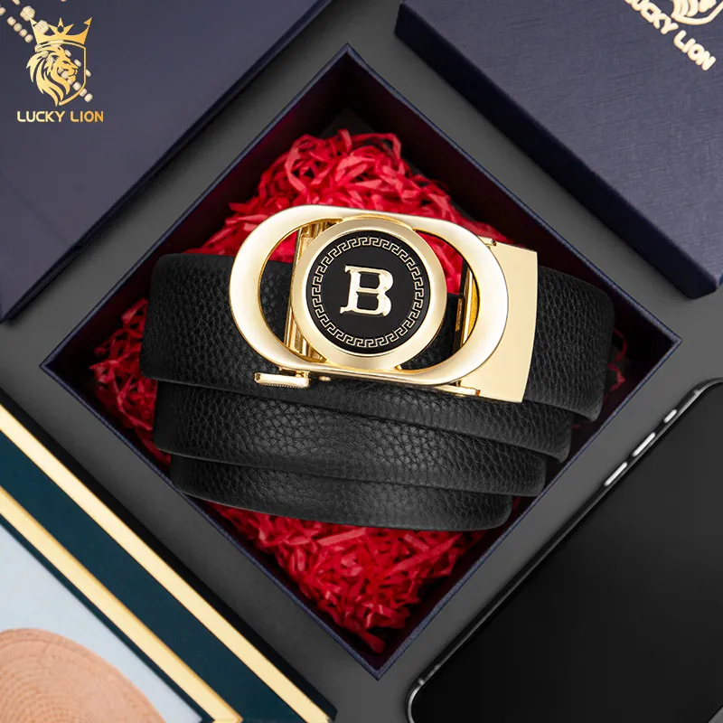 LUCKY LION Cow Leather Belts Men's 3.5cm-4