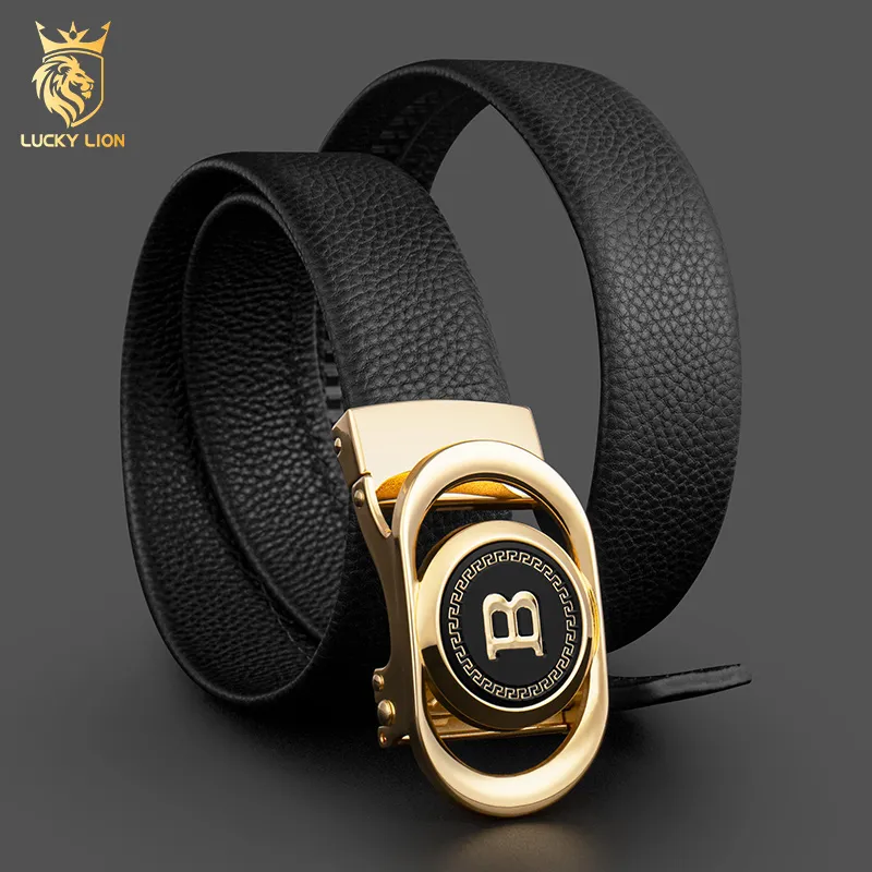 LUCKY LION Cow Leather Belts Men's 3.5cm-2