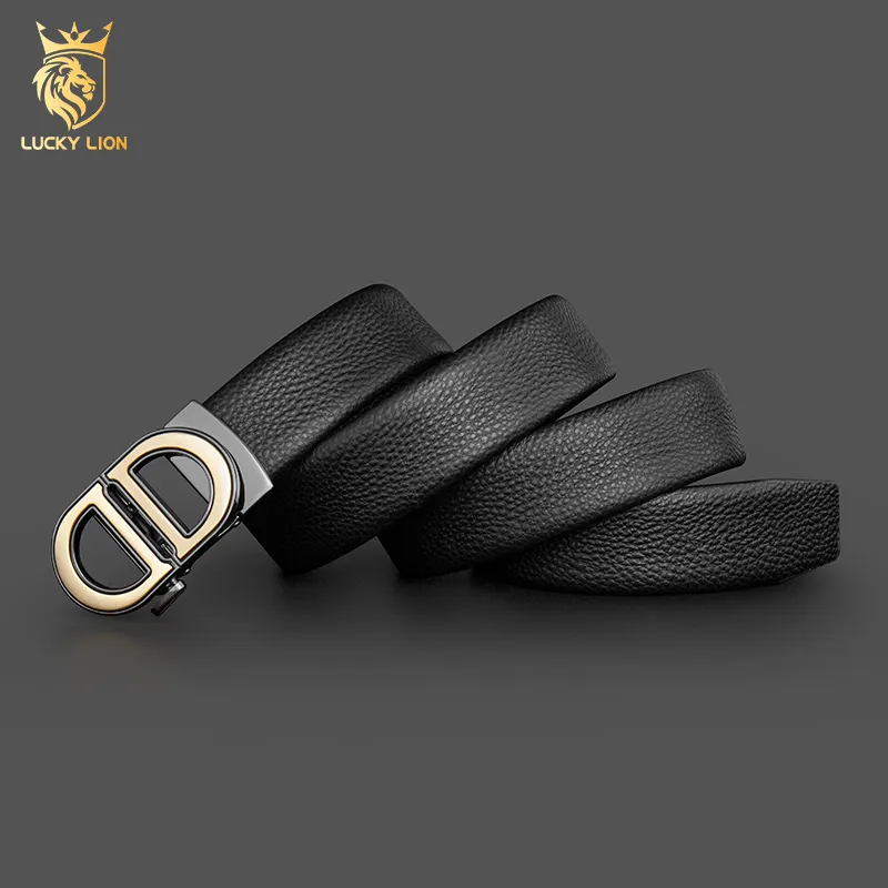 LUCKY LION Top Grain Cow Leather Belts Men's 3.5cm-4