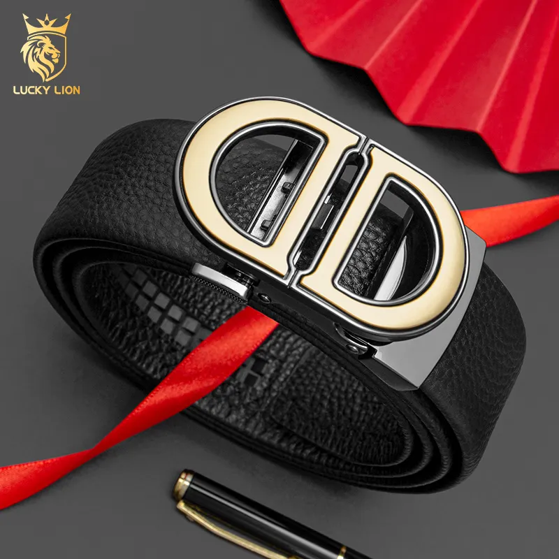 LUCKY LION Top Grain Cow Leather Belts Men's 3.5cm-5
