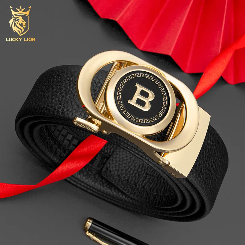 LUCKY LION Cow Leather Belts Men's 3.5cm-3