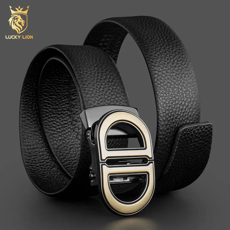 LUCKY LION Top Grain Cow Leather Belts Men's 3.5cm-2