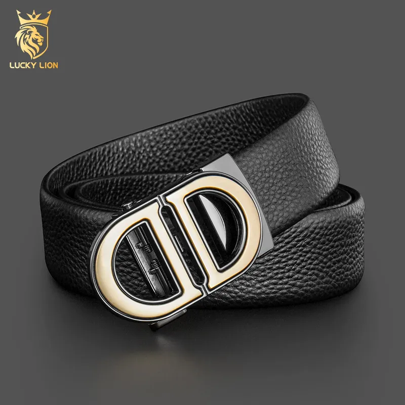 LUCKY LION Top Grain Cow Leather Belts Men's 3.5cm-3
