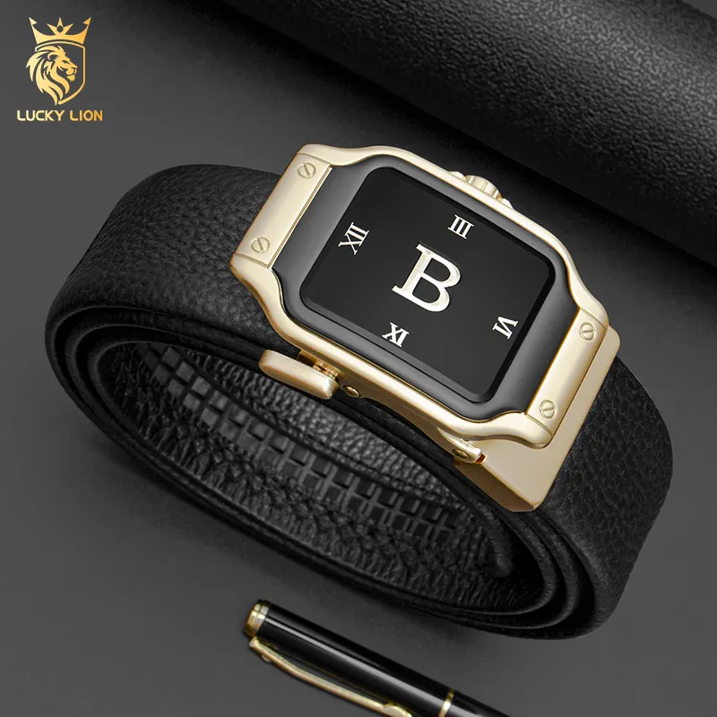 LUCKY LION Top Grain Cow Leather Belts Men's 3.5cm-8