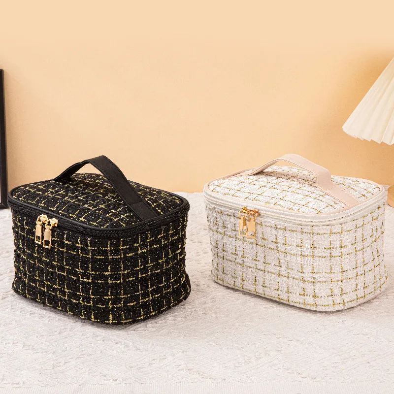 SHUXIAOSHE Chanel Inspired Good Looking Fashion Premium Cosmetics Storage Bag Large Capacity Portable 20*14*14cm-5