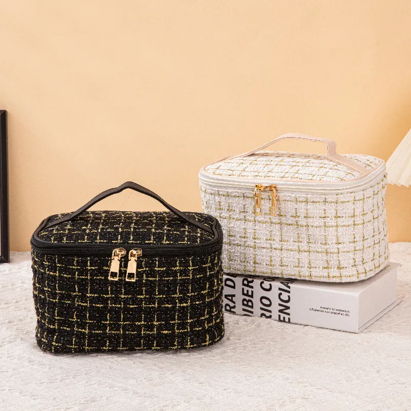 SHUXIAOSHE Chanel Inspired Good Looking Fashion Premium Cosmetics Storage Bag Large Capacity Portable 20*14*14cm-4