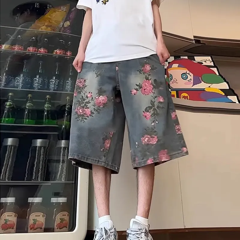 DANJUE Denim Shorts Unisex Pink/Blue-3